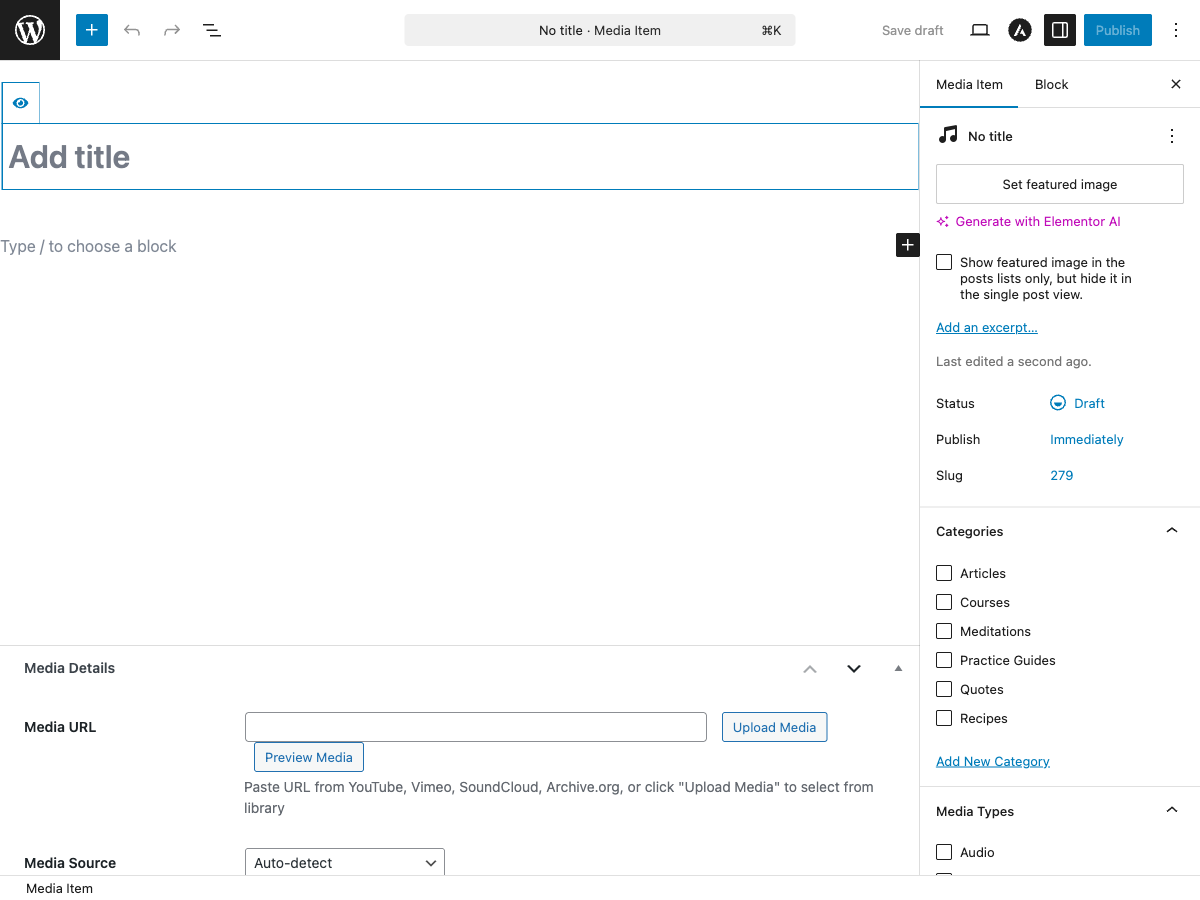 Media Item Edit Screen